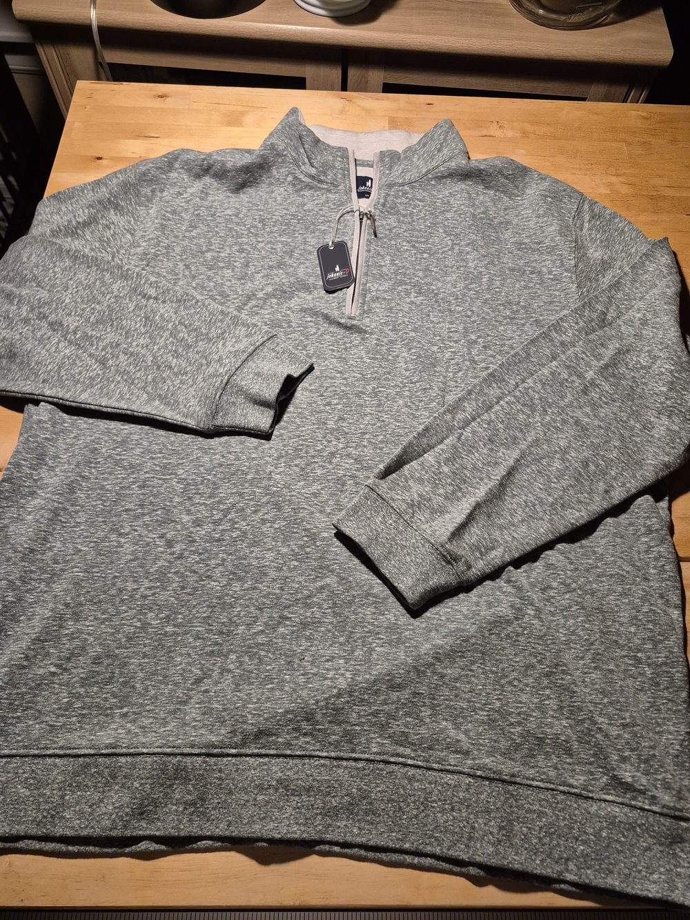 johnnie-O Heathered Green Quarter-Zip Pullover